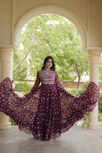 Sitara Navratri 2026 Bandhani Print Faux Georgette Gown with Kutchi Patchwork & 12 Meter Flair