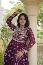 Sitara Navratri 2026 Bandhani Print Faux Georgette Gown with Kutchi Patchwork & 12 Meter Flair
