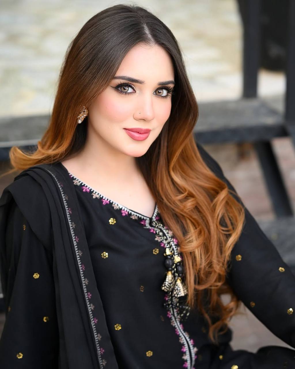 Avelina Heavy Satin Glass Thread Embroidered Farshi Pant Suit with Dupatta