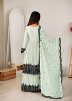 Zahira Premium Faux Georgette Thread Embroidered Palazzo Suit with Dupatta