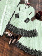 Zahira Premium Faux Georgette Thread Embroidered Palazzo Suit with Dupatta