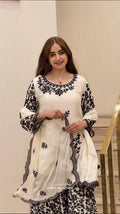 Aaradhya Heavy Faux Georgette Diamond Hand Work Embroidered Sharara Suit with Dupatta