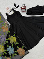 Anvika Natural Crepe Anarkali with Pant & Tabby Silk Printed Dupatta Set