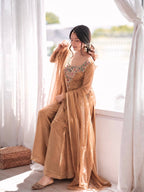 Aafreen Pure Salsa Silk Embroidered Top Palazzo Set with Sequin, Beads & Kundan Work