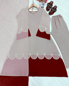 Ruhani Roman Silk Embroidered Kaftan Dress with Palazzo & Lace Border Dupatta