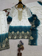 Zarmina Dual Tone Star Georgette Embroidered Top Palazzo Set with Sequin & Kundan Work