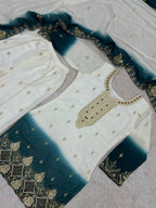 Zarmina Dual Tone Star Georgette Embroidered Top Palazzo Set with Sequin & Kundan Work