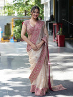Vaidehi Aura Glass Organza Silk Thread & Sequence Embroidered Designer Saree with Mono Banglori Silk Blouse