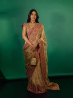 Vaidehi Aura Glass Organza Silk Thread & Sequence Embroidered Designer Saree with Mono Banglori Silk Blouse