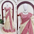Vaidehi Aura Glass Organza Silk Thread & Sequence Embroidered Designer Saree with Mono Banglori Silk Blouse
