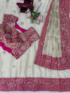 Vaidehi Aura Glass Organza Silk Thread & Sequence Embroidered Designer Saree with Mono Banglori Silk Blouse