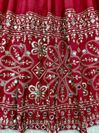 Mahira Chinon Silk Real Mirror Embroidered Anarkali with Pant & Dupatta