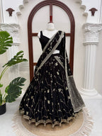 Noor Georgette Lehenga Style Saree with Thread & Sequins Work with Blouse & Dupatta