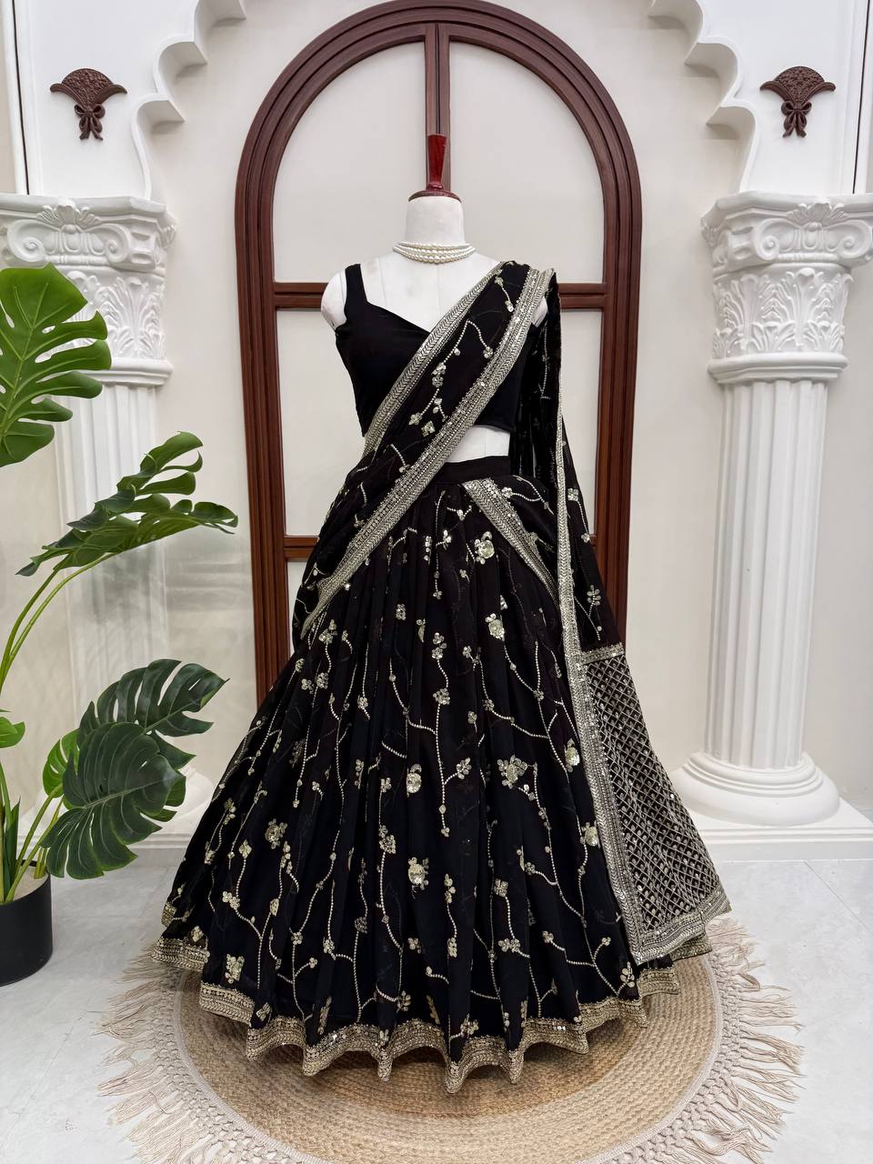 Noor Georgette Lehenga Style Saree with Thread & Sequins Work with Blouse & Dupatta