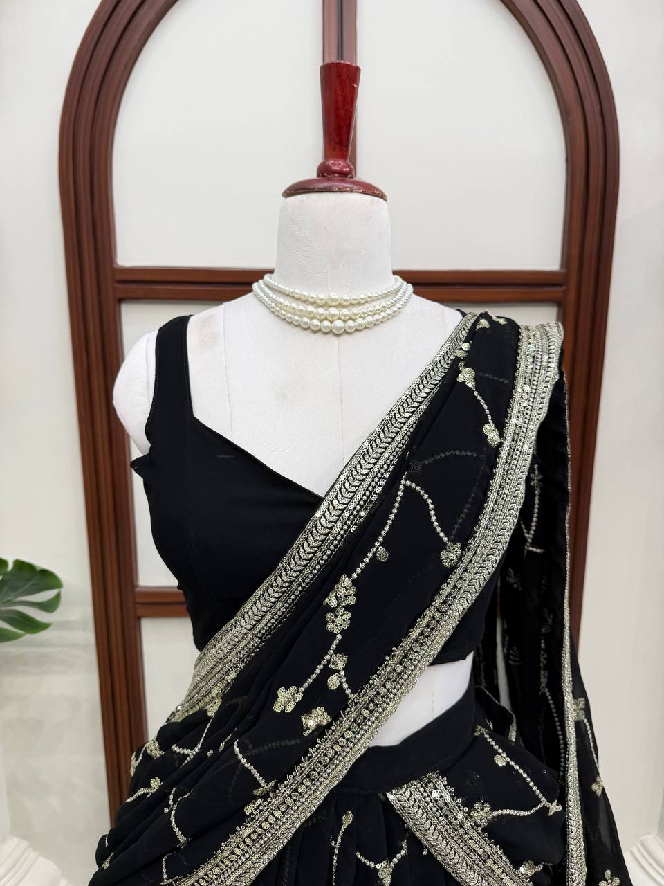Noor Georgette Lehenga Style Saree with Thread & Sequins Work with Blouse & Dupatta