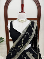 Noor Georgette Lehenga Style Saree with Thread & Sequins Work with Blouse & Dupatta