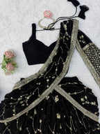 Noor Georgette Lehenga Style Saree with Thread & Sequins Work with Blouse & Dupatta