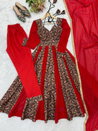 Vihana Blooming Georgette Embroidered Anarkali with Pant & Dupatta Set