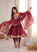 Ruhanya Crunchy Embroidered Kurti with Dhoti Pant & Dupatta Set