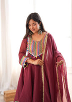 Ruhanya Crunchy Embroidered Kurti with Dhoti Pant & Dupatta Set