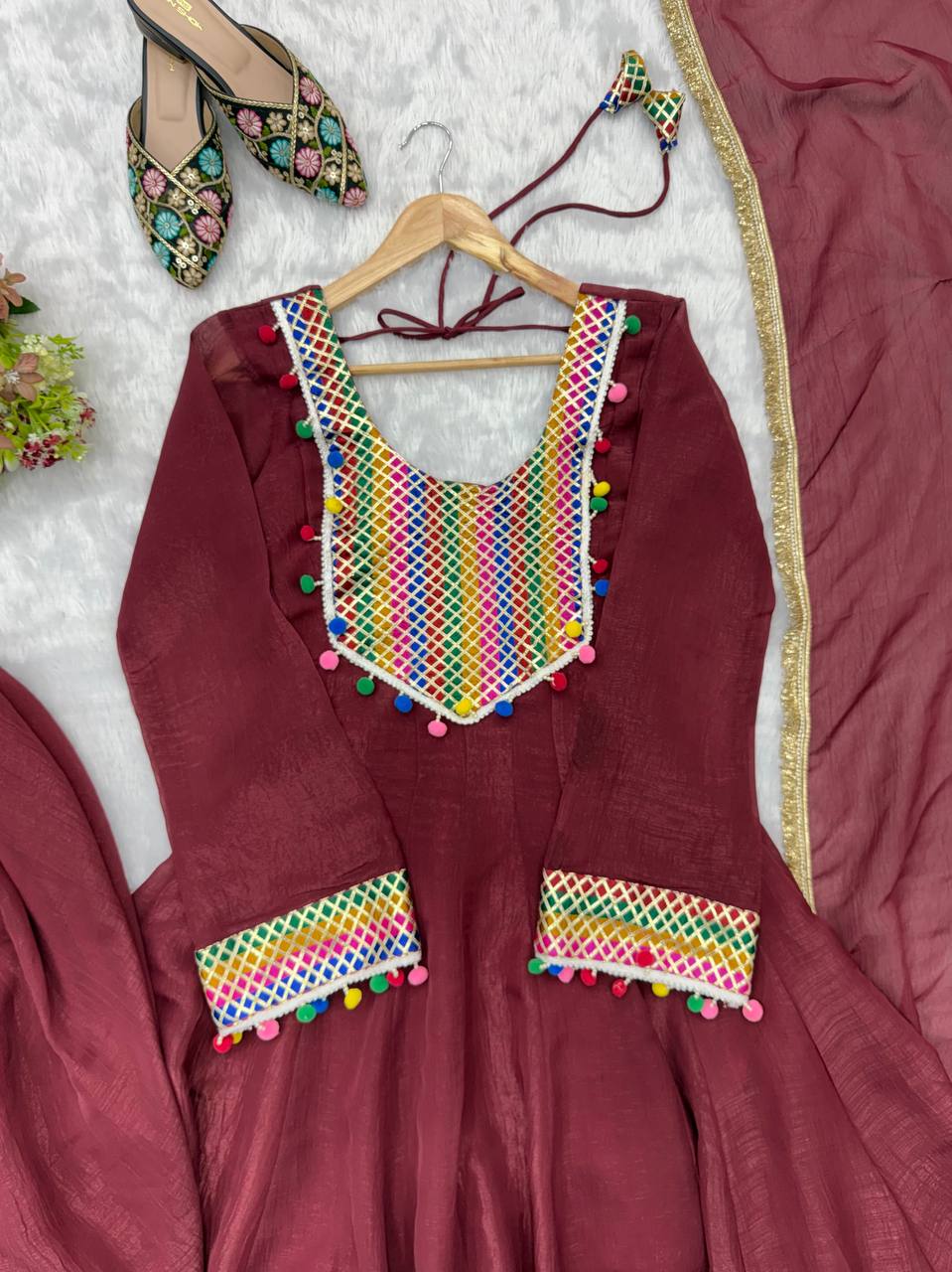 Ruhanya Crunchy Embroidered Kurti with Dhoti Pant & Dupatta Set