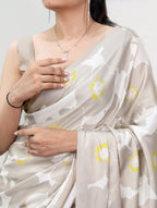 Ishani Printed Satin Silk Saree with Stitched Rich Banglory Blouse