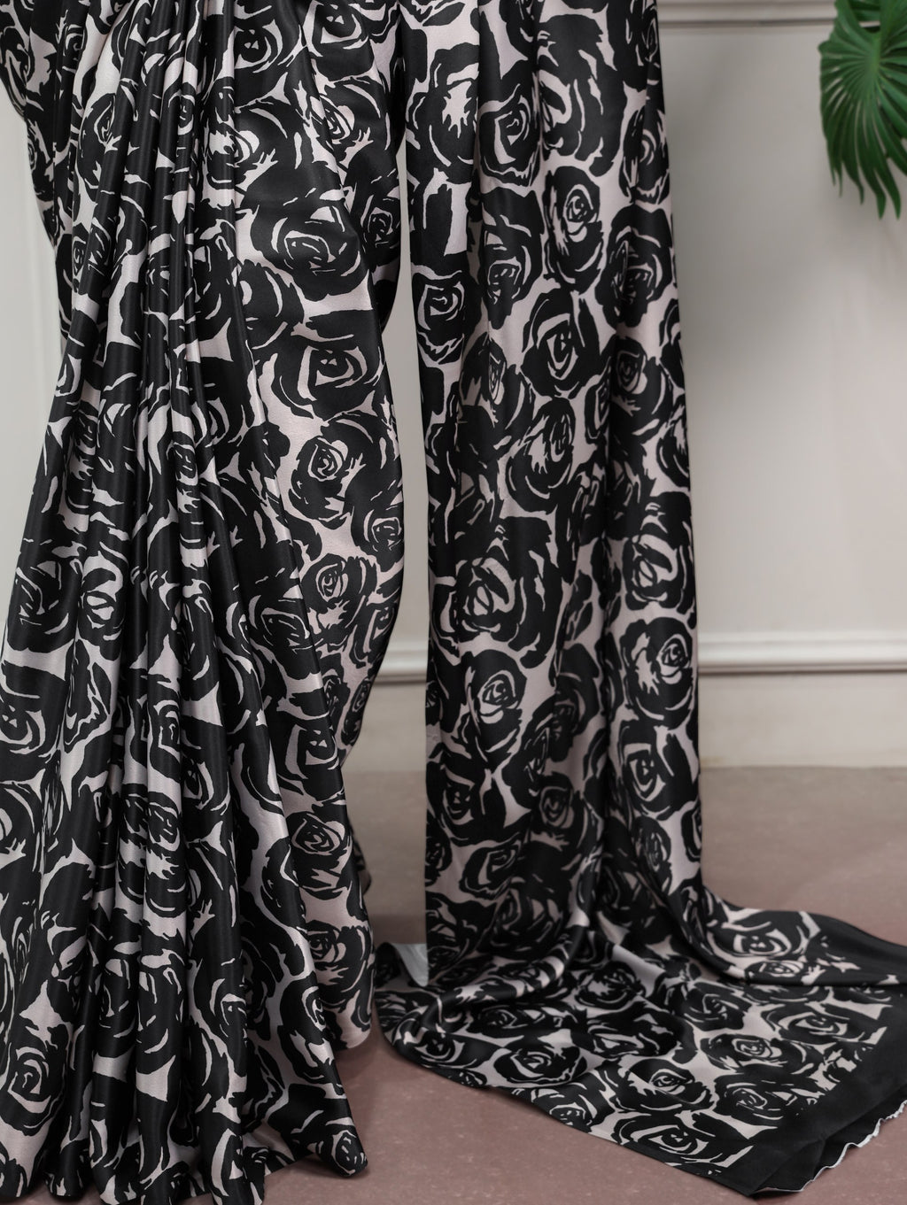 Ishani Printed Satin Silk Saree with Stitched Rich Banglory Blouse
