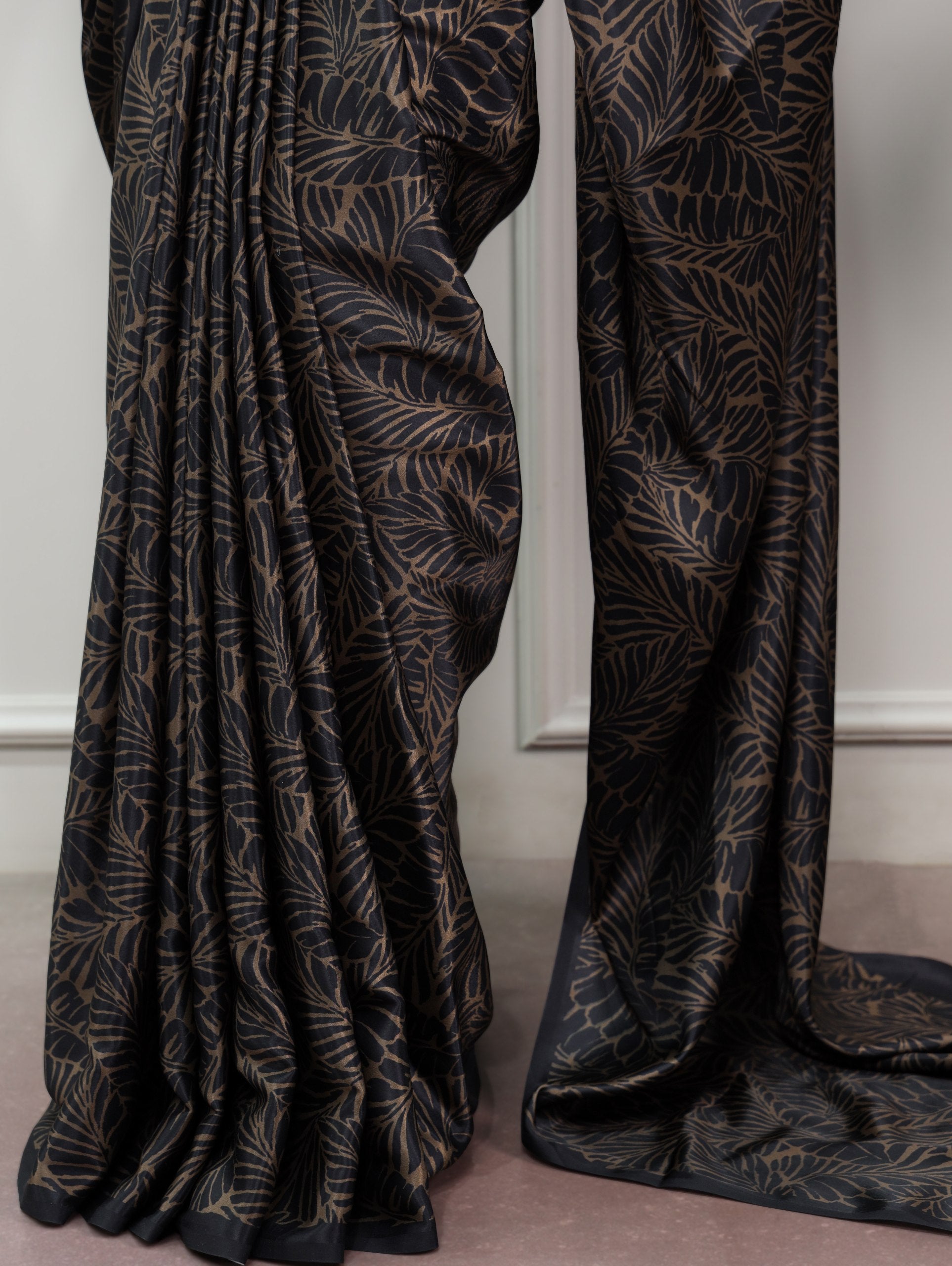 Ishani Printed Satin Silk Saree with Stitched Rich Banglory Blouse