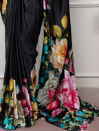 Anvika Printed Satin Silk Saree with Stitched Banglory Blouse