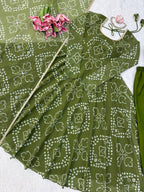 Kashvi Bandhani Print Anarkali Set with Mirror Work Dupatta