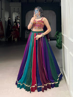 Rangrekha Multi-Color Georgette Navratri Lehenga with Mirror Gamthi Work Blouse