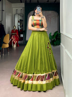 Raasika Cotton Zari Weaving Navratri Lehenga with Cowrie Lace Blouse