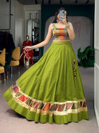 Raasika Cotton Zari Weaving Navratri Lehenga with Cowrie Lace Blouse