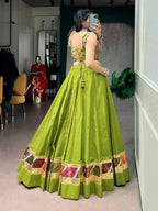 Raasika Cotton Zari Weaving Navratri Lehenga with Cowrie Lace Blouse