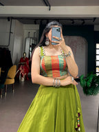 Raasika Cotton Zari Weaving Navratri Lehenga with Cowrie Lace Blouse