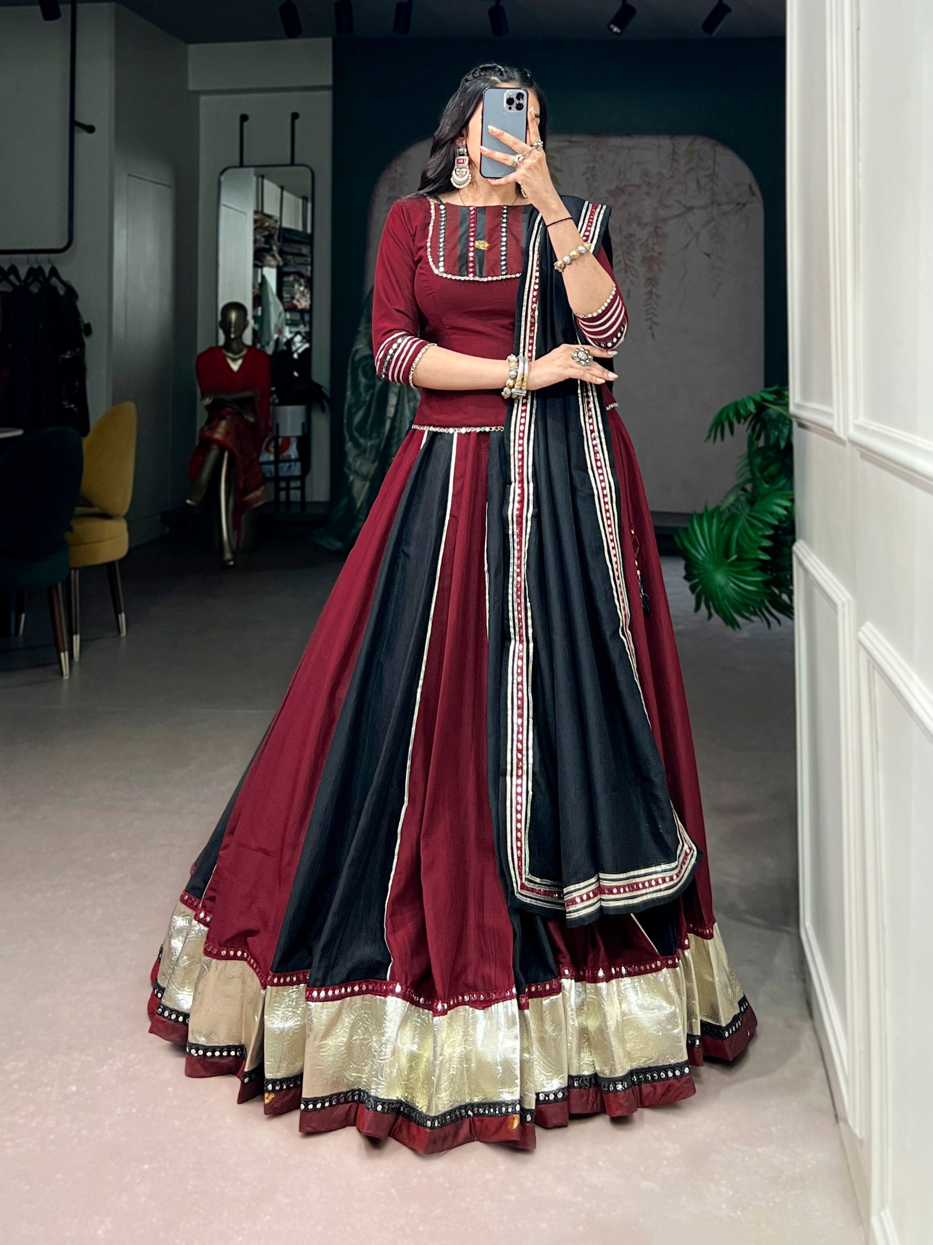 Nayantara Chinon Mirror Lace Navratri Lehenga with Blouse & Dupatta Set