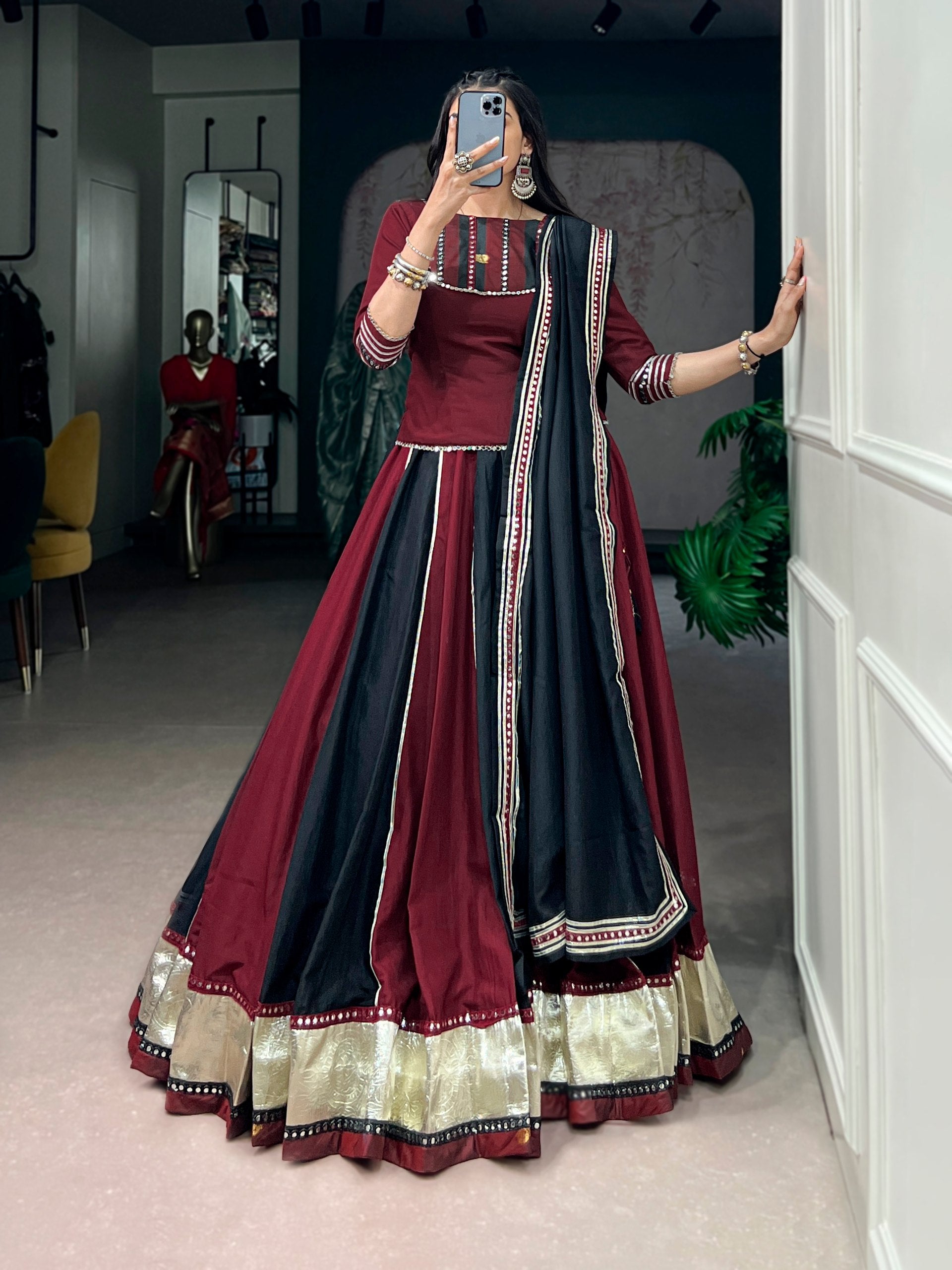 Nayantara Chinon Mirror Lace Navratri Lehenga with Blouse & Dupatta Set