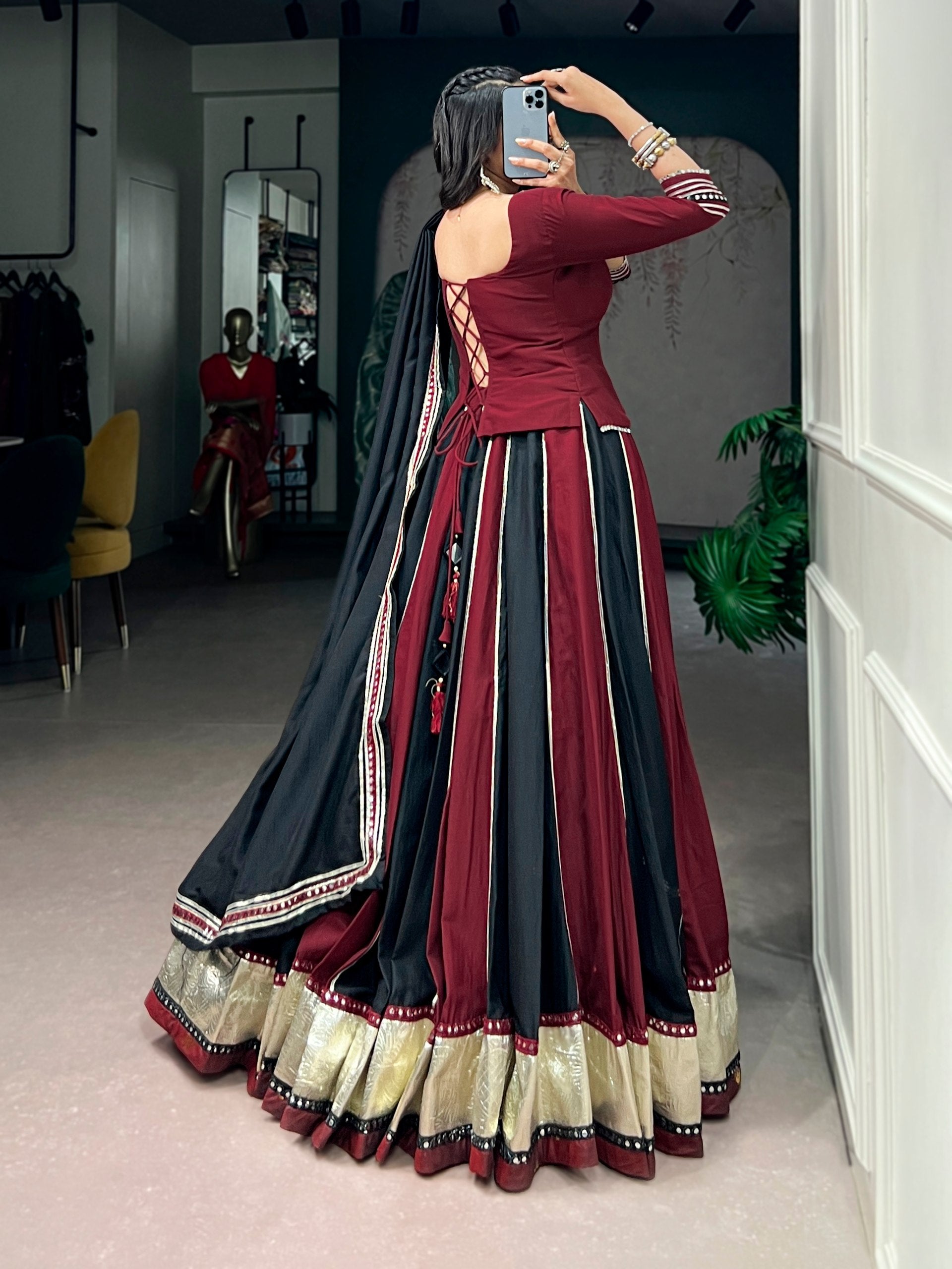 Nayantara Chinon Mirror Lace Navratri Lehenga with Blouse & Dupatta Set