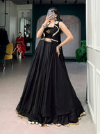 Padmika Feather-Light Lotus Handwork Navratri Lehenga with Long Jacket Set