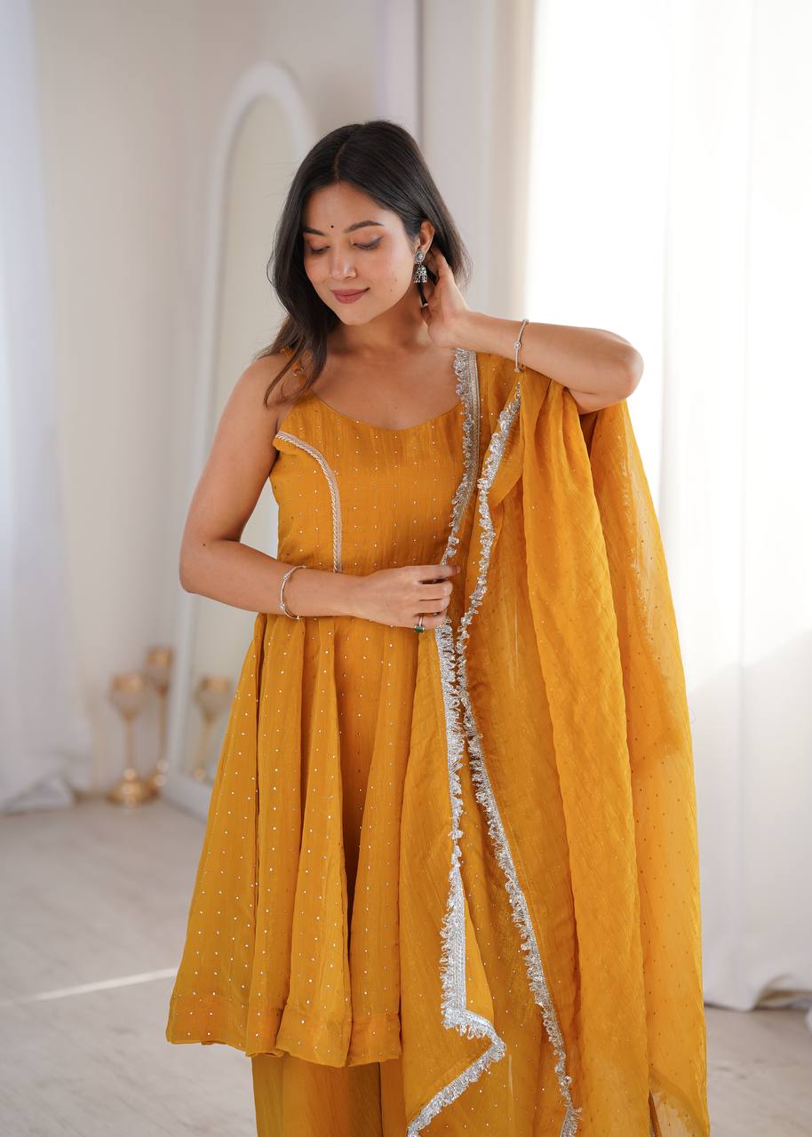 Designer Sharara Palazzo Set with Traditional Zarkhand Embellishments