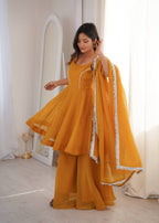 Designer Sharara Palazzo Set with Traditional Zarkhand Embellishments