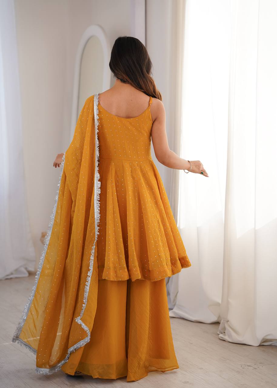 Designer Sharara Palazzo Set with Traditional Zarkhand Embellishments