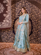 Rangmahi Japan Satin Embroidered Lehenga with Top & Dupatta
