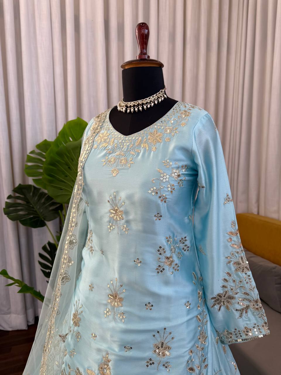Rangmahi Japan Satin Embroidered Lehenga with Top & Dupatta