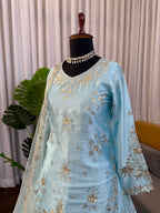 Rangmahi Japan Satin Embroidered Lehenga with Top & Dupatta
