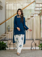 Ruhani Heavy Roman Cotton Top with Embroidered Cambric Cotton Farshi Salwar & Mal Chanderi Dupatta
