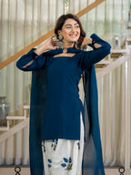 Ruhani Heavy Roman Cotton Top with Embroidered Cambric Cotton Farshi Salwar & Mal Chanderi Dupatta