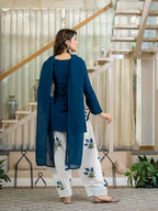Ruhani Heavy Roman Cotton Top with Embroidered Cambric Cotton Farshi Salwar & Mal Chanderi Dupatta