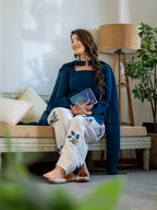 Ruhani Heavy Roman Cotton Top with Embroidered Cambric Cotton Farshi Salwar & Mal Chanderi Dupatta