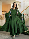Zarmina Heavy NC Vichitra Silk Anarkali Suit with 3.8 Meter Flair, Sequin Embroidered Dupatta & Palazzo